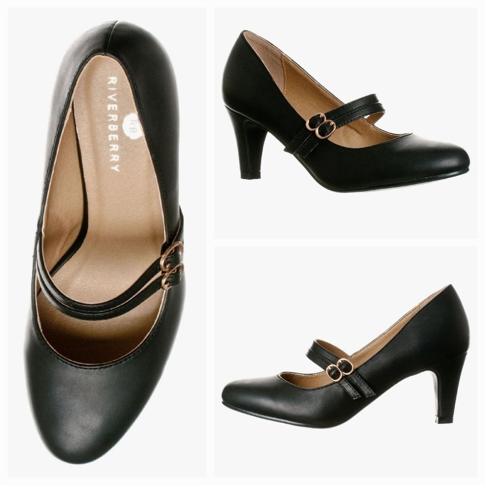 🌞🩵Riverberry Black Mila Mary Jane Heels Size 8.5